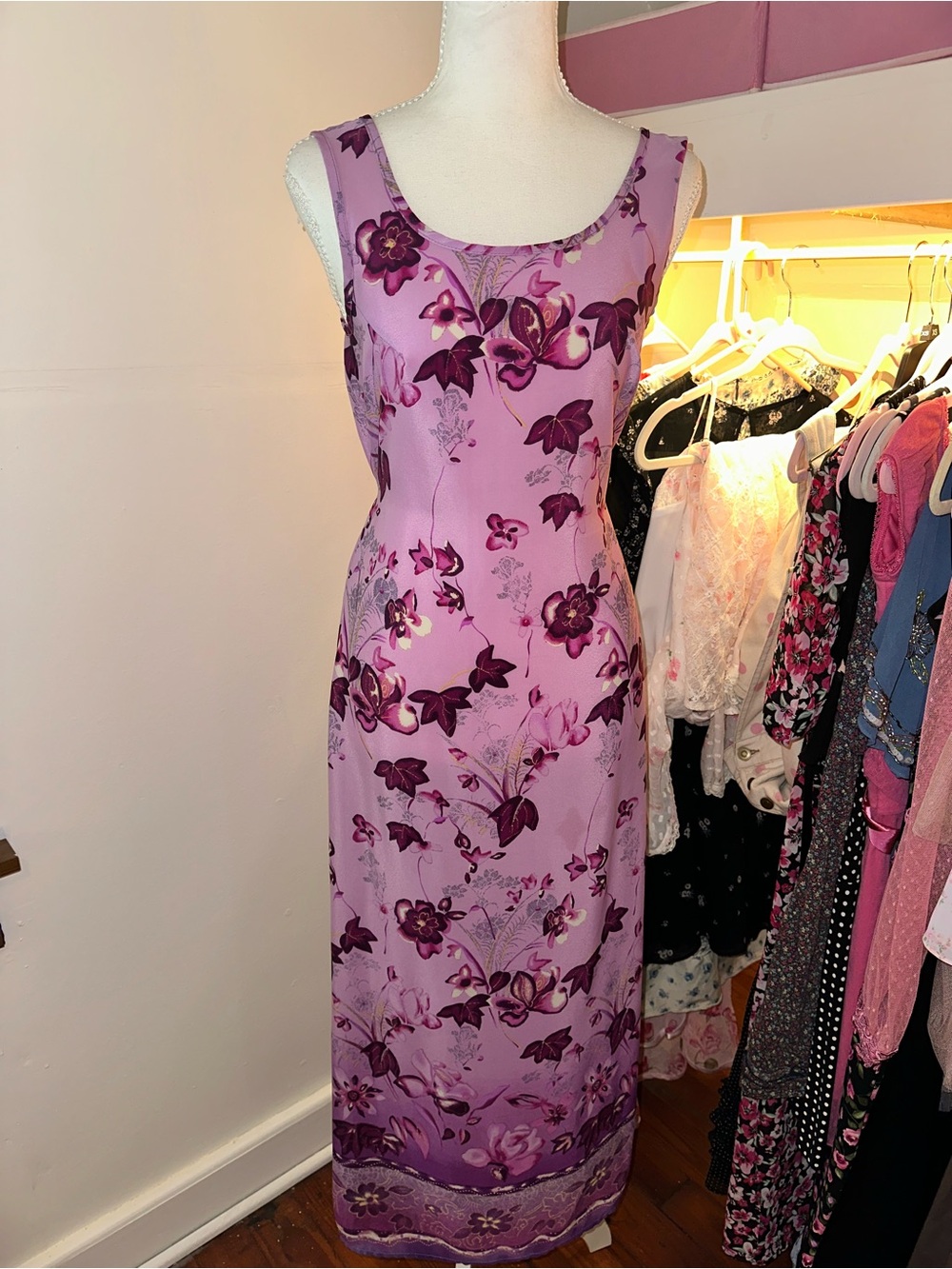 Sleeveless Lavender Floral Maxi Dress